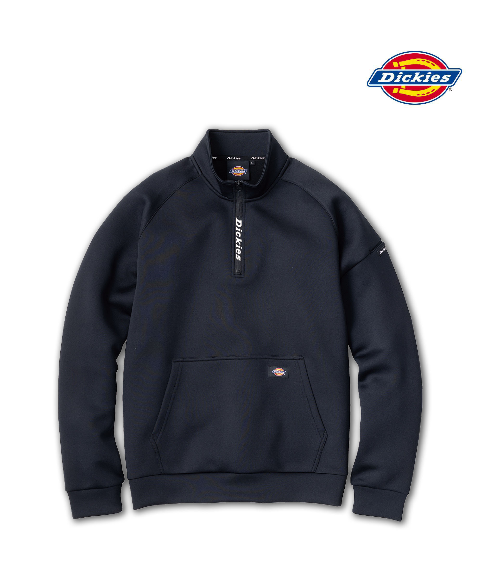 C2D731 Dickiesシルキーエアハーフジップ ブラック