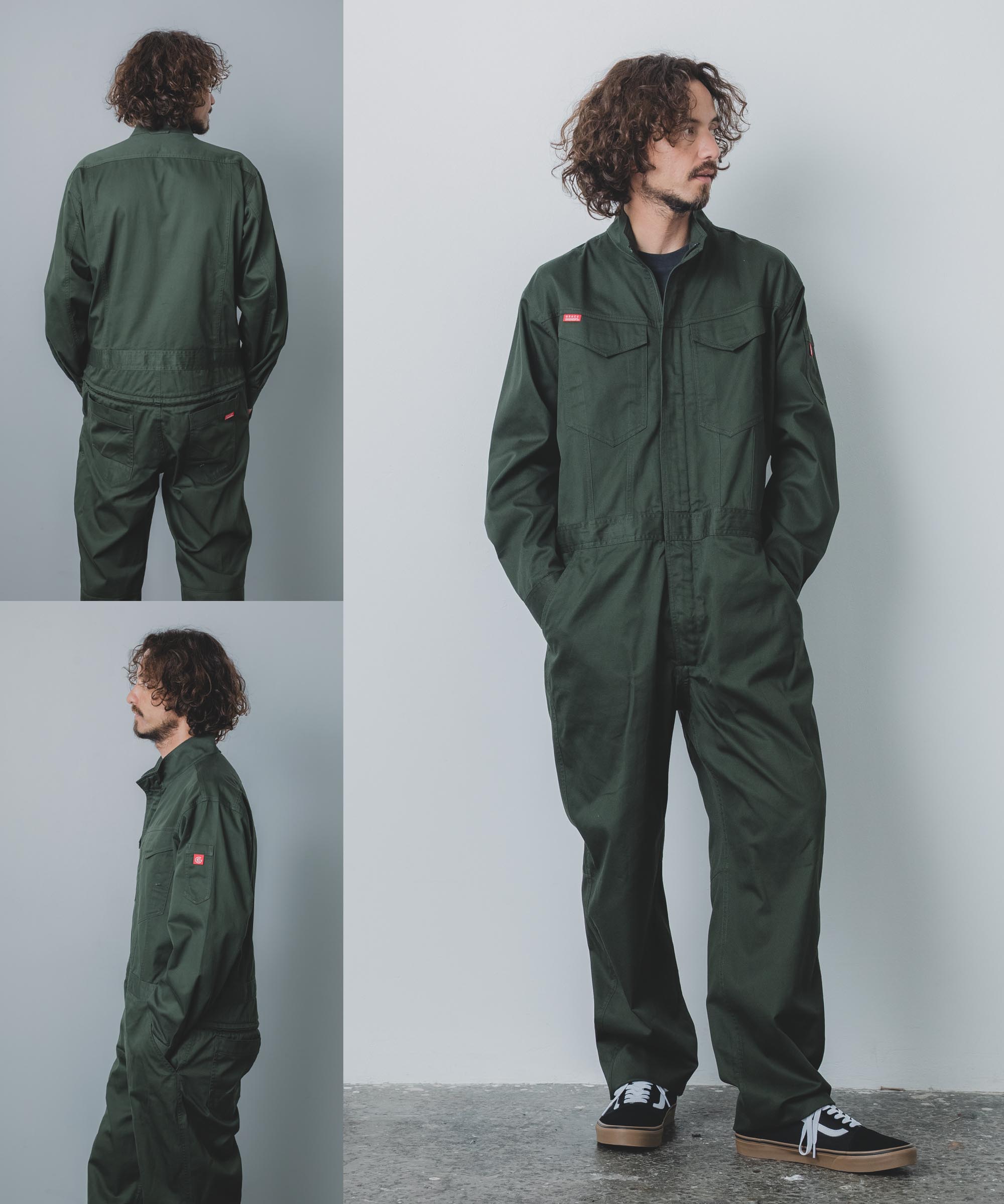 S1GE831 GRACE ENGINEER'S 長袖つなぎ服 ダークモス